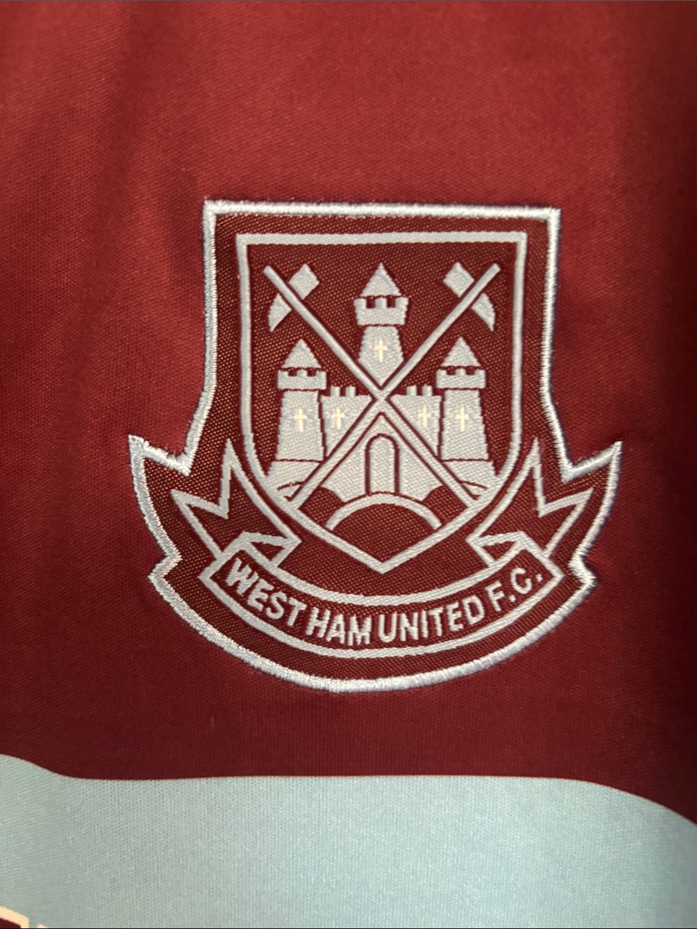 Men's Football Shirt in Claret and Sky - Picture 2 of 4
